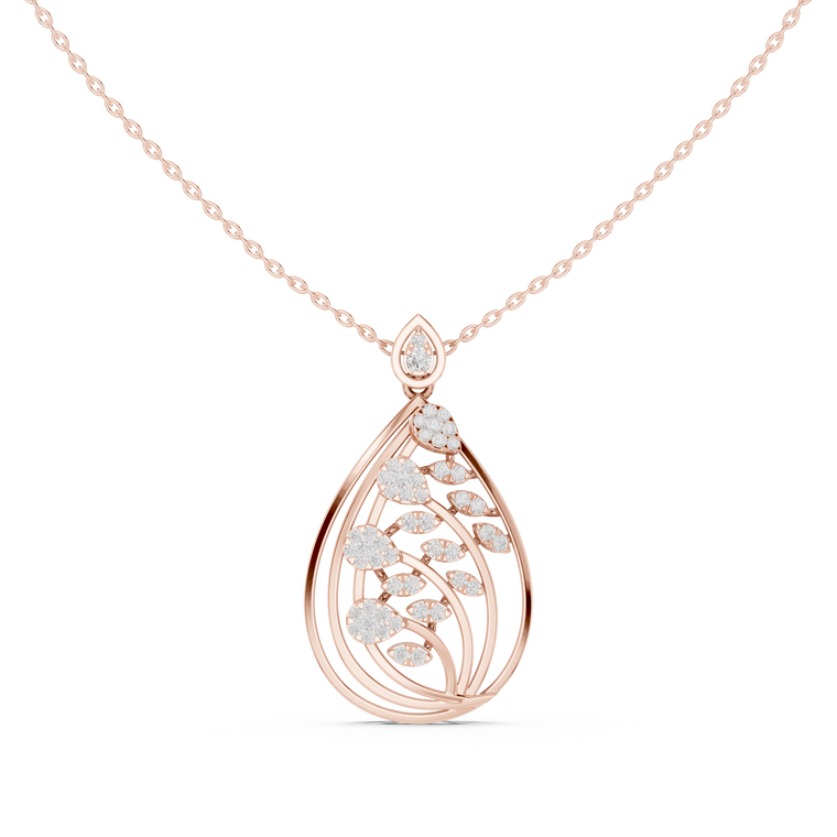 Teardrop Shape Leaf Inspire Round Pendant - view 2