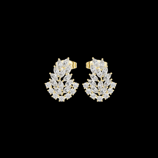 0.55 CT Exquisite Floral Moissanite Diamond Cluster Stud Earrings with Marquise Brilliance