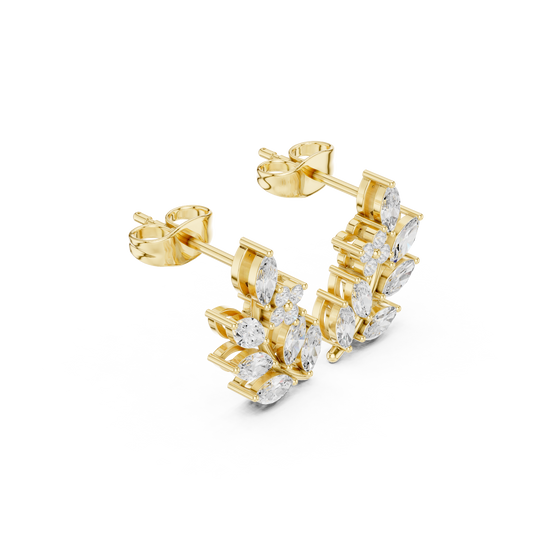 0.65 CT Charming Moissanite Marquise Cut Leaf Climber Earrings Nature Inspired Fine Jewelry