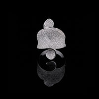 2.10 TCW Artistic Curved Silver Leaf-Inspired Ring with Full Pave Lab Grown Diamond