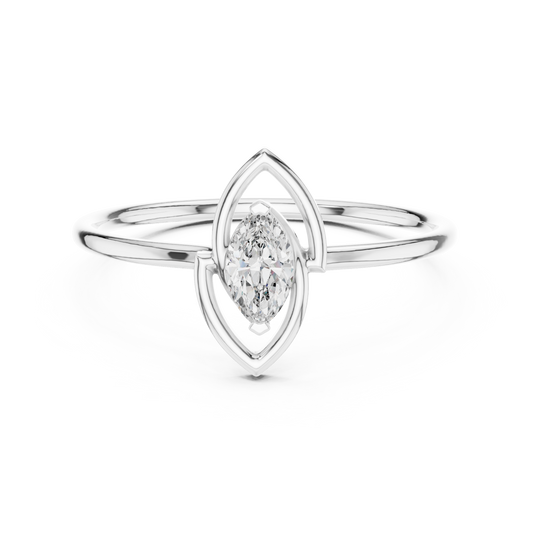 Minimalist Marquise Solitaire Lab Diamond Ring - view 3