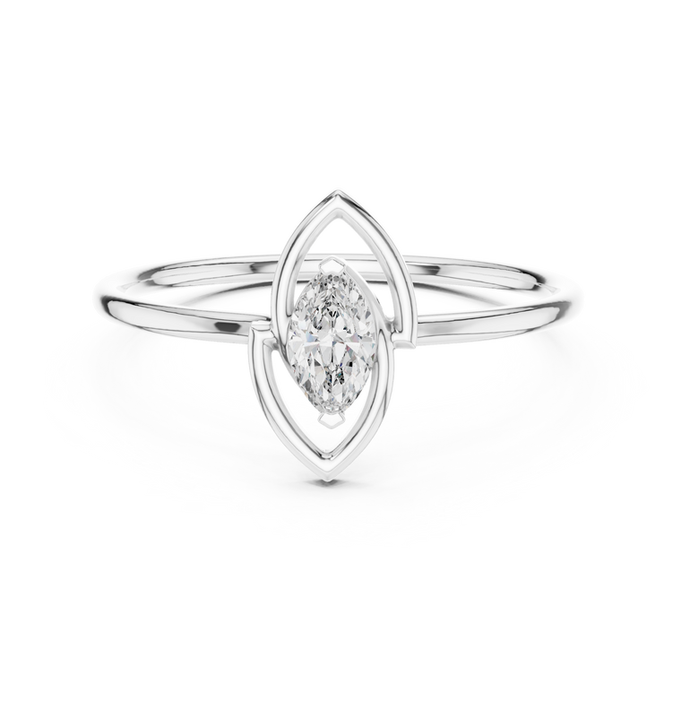Minimalist Marquise Solitaire Lab Diamond Ring - view 3