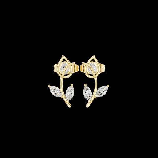 0.22 CT Elegant Leaf Stud Earrings with Marquise Cut Brilliance Moissanite Diamond