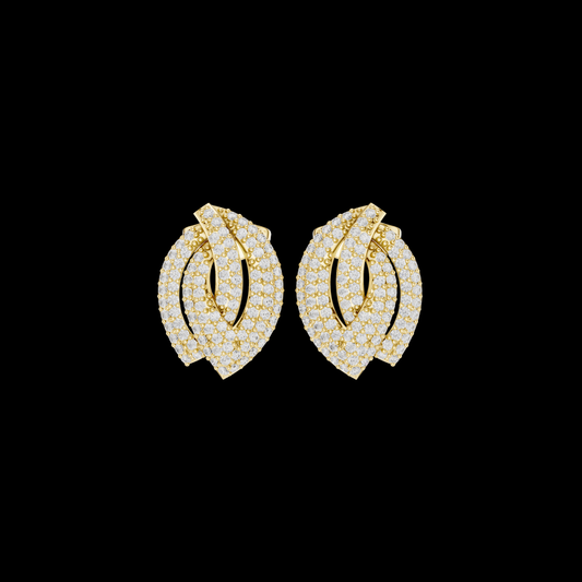 0.57 TCW Luxurious Pavé Leaf Moissanite Diamond Stud Earrings with Sculpted Brilliance