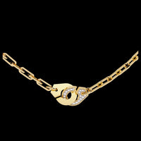 0.18 TCW Interlock Round Cut Moissanite Diamond Necklace Modern Geometric Chain with Pave Detailing