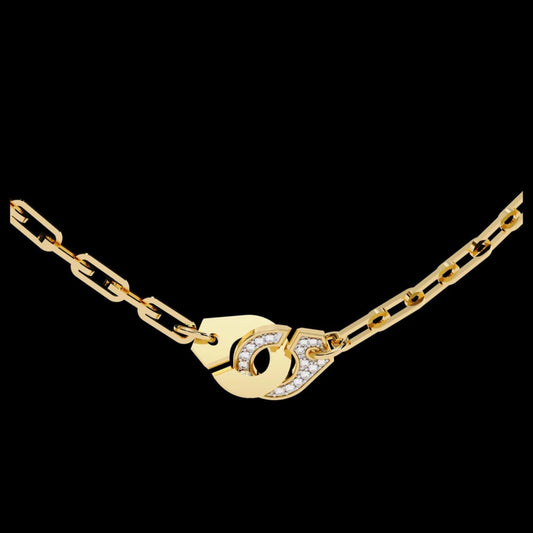 0.18 TCW Interlock Round Cut Moissanite Diamond Necklace Modern Geometric Chain with Pave Detailing