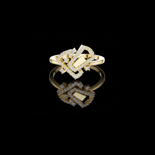 0.24 TCW Charming Lab Grown Round Cut Interlocked Heart Diamond  with Pavé Modern Love Statement Ring