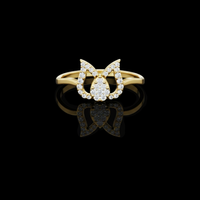 0.40 CT Lotus Inspired Ring with Sparkling Moissanite Diamond Pavé and Teardrop Shape