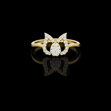 0.40 CT Lotus Inspired Ring with Sparkling Lab Grown Diamond Pavé and Teardrop Shape