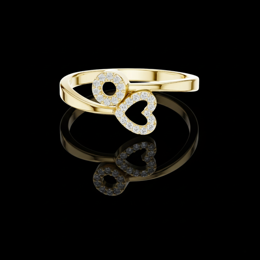 0.095 TCW Open Band Heart Ring with Micro Pave Moissanite Diamonds Romantic Minimalist Jewelry Gift