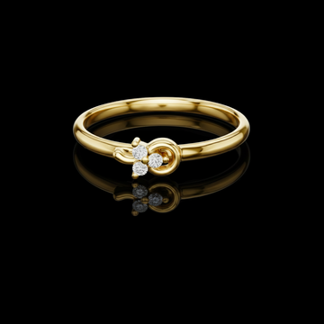 0.24 TCW Dainty Gold Knot Design Band Accented with a Cluster of Three Brilliant Lab Grown Diamonds