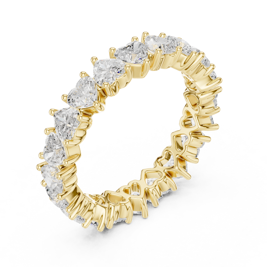 Pave Setting Heart Cut Lab Diamond Eternity Wedding Band - view 4