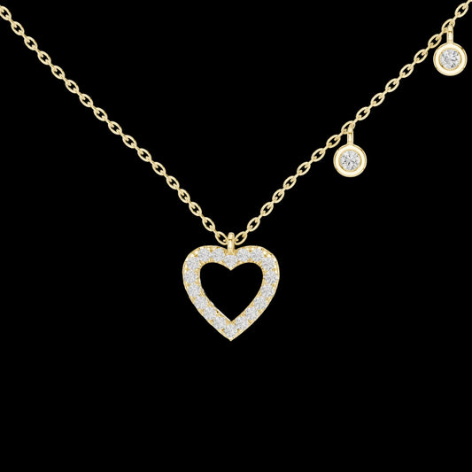 0.48 TCW Shiny Lab Grown Heart Necklace Beauty Of Love With Elegant Floating Diamond Charms