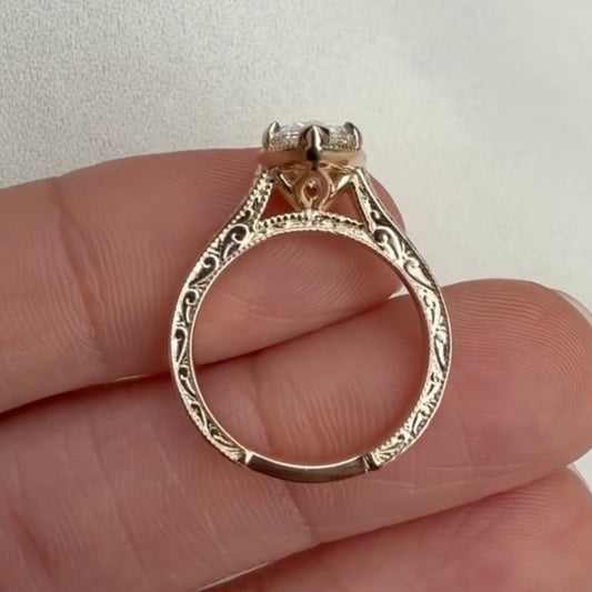 Vintage Marquise Cut Lab Diamond Solitaire Engagement Ring - view 4