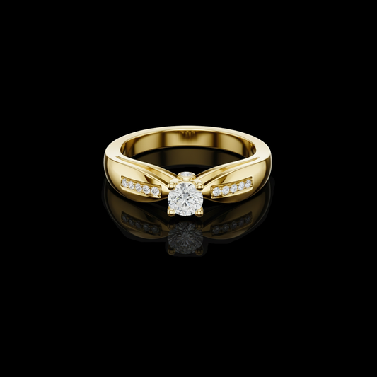 0.21 CT Embrace Timeless Round Cut Moissanite Diamond Ring with Elegant Pavé Accents