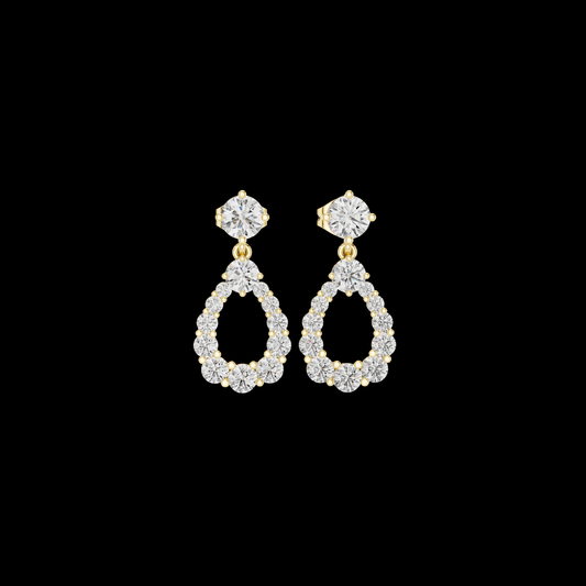 3.26 TCW Luna Halo Pear Shaped Round Moissanite Diamond Drop Earrings in Radiant Luxury