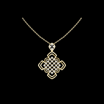 Round Diamond Floral Geometric Lab Grown Necklace