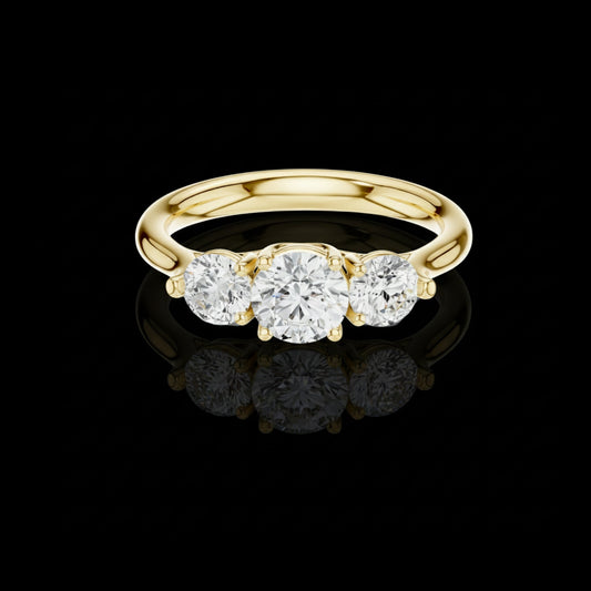 0.67 CT Tri Glow Brilliant Round Moissanite Diamond Trilogy Ring in Classic Gold For Gift