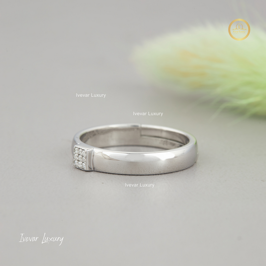 Modern 925 Silver Moissanite Diamond Halo Ring by Ivevar