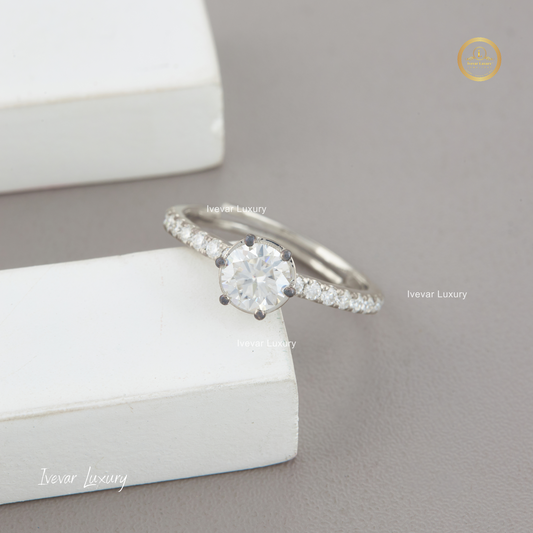 925 Sterling Silver Moissanite Diamond Ring by Ivevar