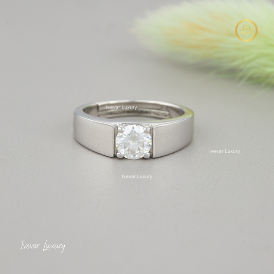 925 Silver Moissanite Diamond Solitaire Ring by Ivevar