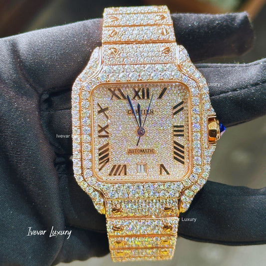 Luxury Full Iced Out Moissanite Diamond Watch with Date Display by Ivevar