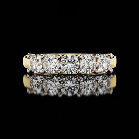 2.00 TCW Five Stone Lab Grown Diamond Band Classic Round Cut Anniversary Band for her