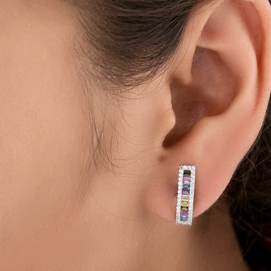 Luxury rainbow sapphire leverback earrings by Ivevar