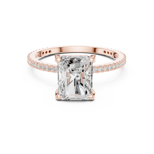 2.00 CT Elegant Radiant Cut Lab Grown Diamond with Hidden Halo & Pave Band Engagement Ring For Her