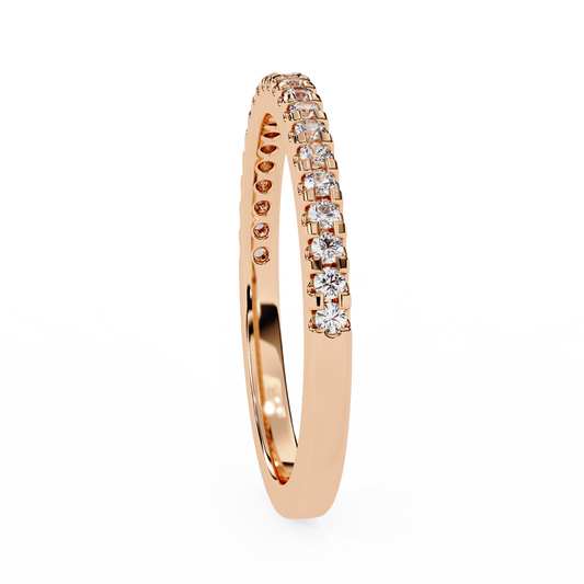 Round Lab Diamond Half Eternity Wedding Band Ring - view 3