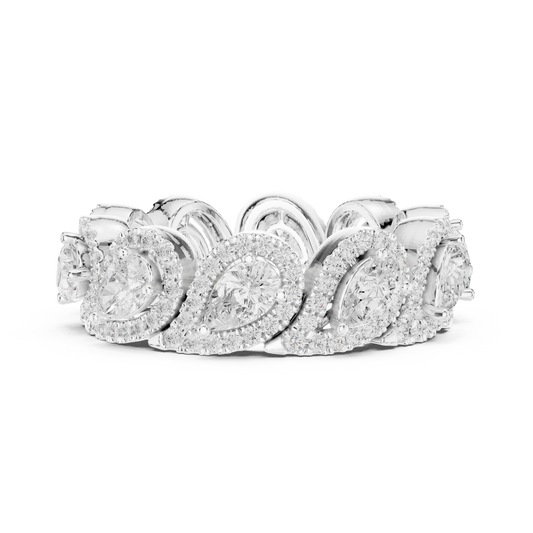 Pear Cut Halo Eternity Lab Diamond Statement Band Ring - view 3