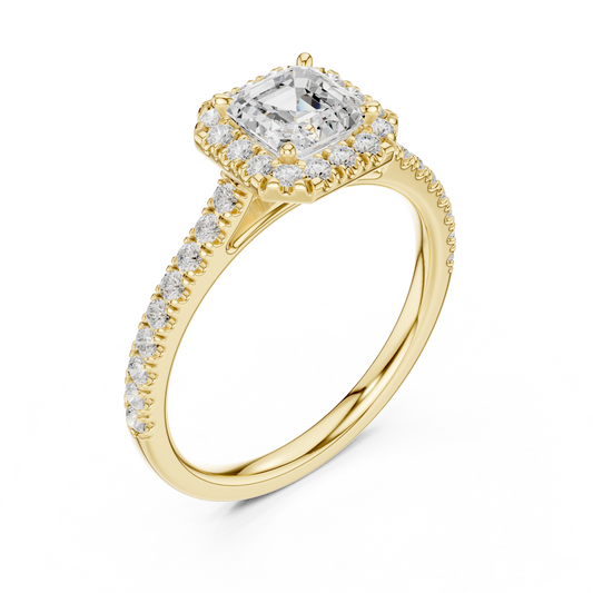 Square Asscher Cut Lab Grown Diamond Halo Ring - view 4