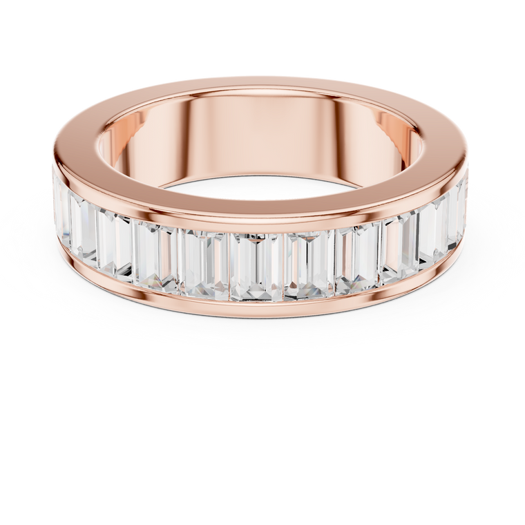 Emerald Cut Moissanite Channel Set Wedding Band - view 2