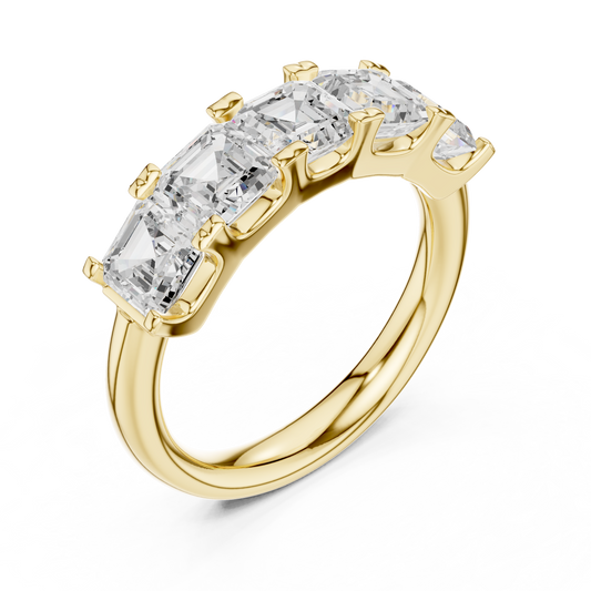 Asscher Cut Moissanite Half Eternity Wedding Band - view 4