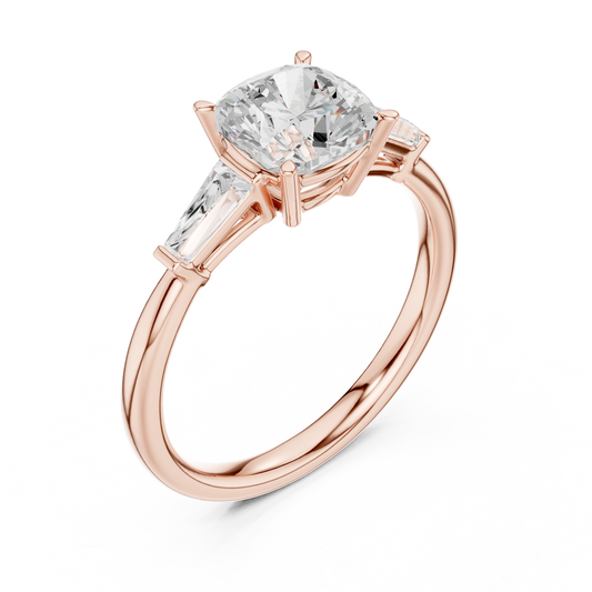 Cushion Lab Diamond Three Stone Engagement Ring For Women - view 3