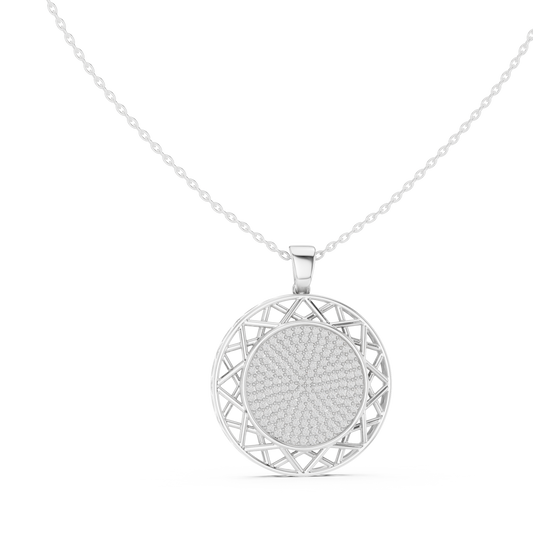 Circular Medallion Pendant with Cluster - view 3