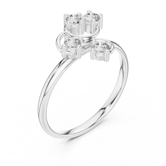 Round Moissanite Open Swirl Four Stone Ring - view 4