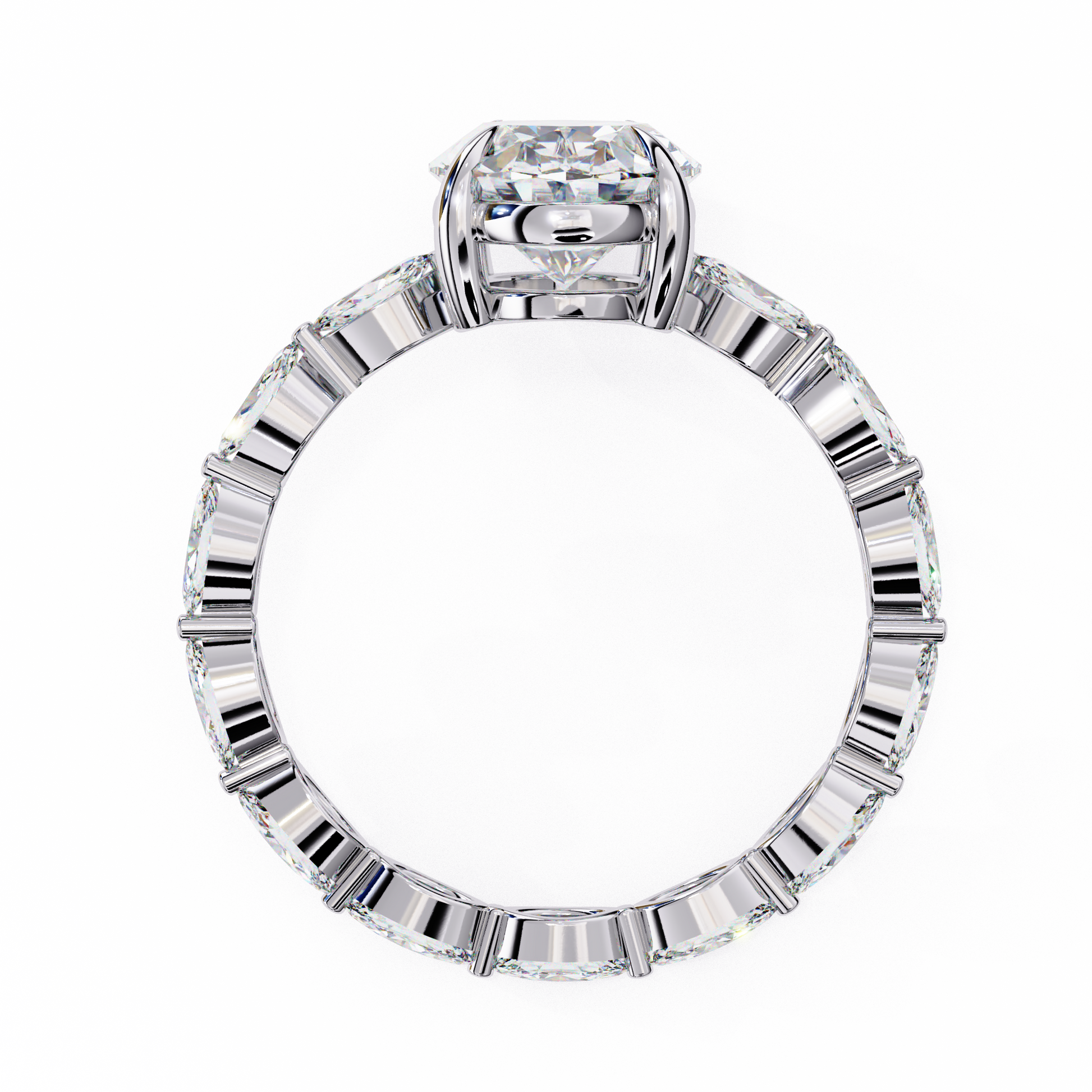 Diamond ring with a central gemstone 