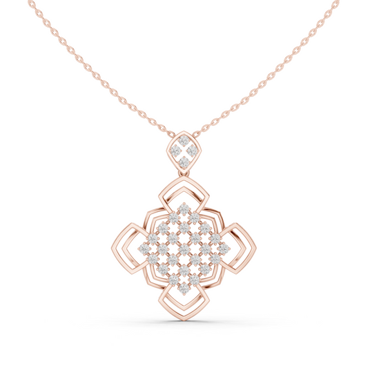 1.01 TCW Geometric Floral Lab Grown Diamond Luxury Pave Design Pendant Sparkling Gift For Her