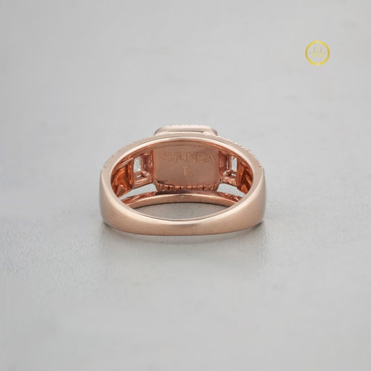 Three Stone Emerald Cut With Double Halo Anniversary Ring - view 4