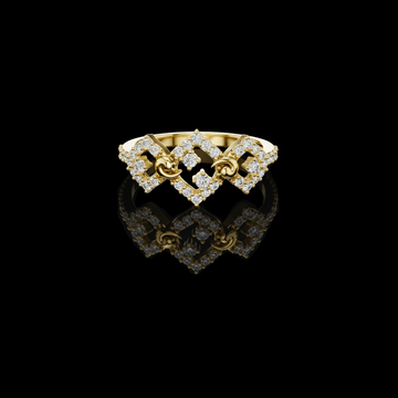 0.60 TCW Eternal Crown Round Moissanite Diamond Ring with Intricate Lattice Artistry