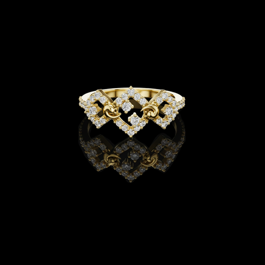 0.60 TCW Eternal Crown Round Lab Grown Diamond Ring with Intricate Lattice Artistry