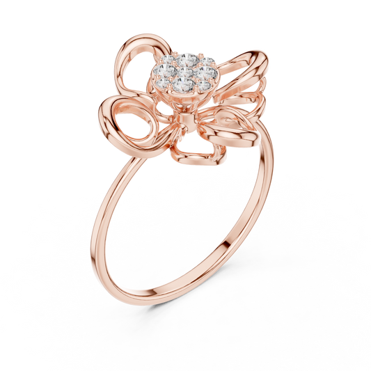 Round Moissanite Open Petal Floral Cluster Ring - view 3