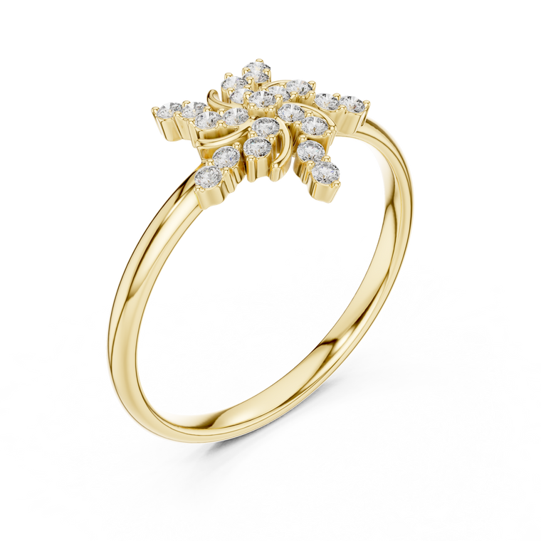 Floral Cluster Round Cut Lab Diamond Statement Ring - view 2