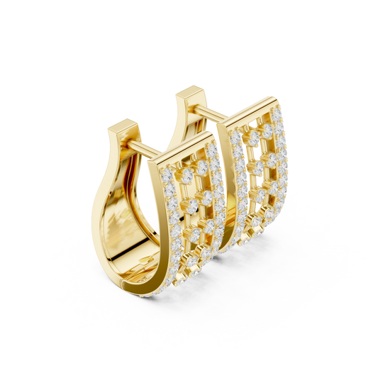 Openwork Lattice Multi Row Wide Huggie Earrings - view 4
