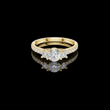 2.00 TCW Three Stone Lab Grown Diamond Centerpiece with a Pavé Set Sparkling Diamond Band