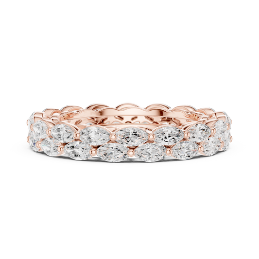 1.77 TCW Masterpiece Gold Eternity Band with Marquise Cut Lab Diamonds in Continuous Scalloped Setting
