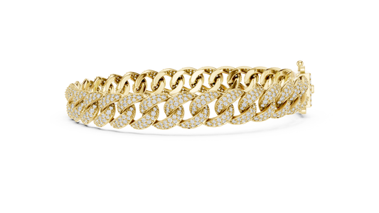 4.99 TCW Pave Round Moissanite High Polish Cuban Link Bracelet - view 4