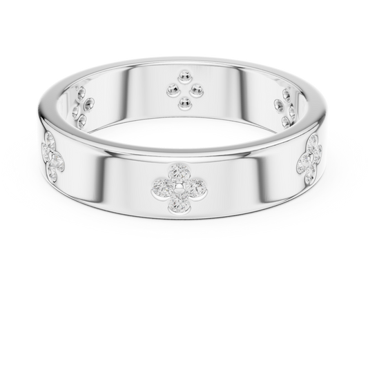 Round Cut Lab Grown Diamond Men's Four Leaf Clover Wedding Band - view 3