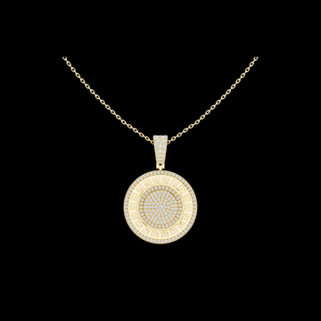 1.42 TCW Luxury Medallion Greek Key Design Round Pave Moissanite Diamond Pendant Statement Jewelry